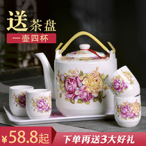 Jingdezhen ceramic household living room office whole set of teapot tea set set cold water lifting beam teapot tea cup