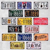 Listed in Europe and America Retro to do old license plate Bar Café Restaurant Club Billiard Room Hotel KTV Decoration Painting