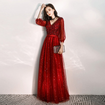 Pregnant woman toast dress bride 2021 new large size summer pregnant woman wedding wine red choir evening dress skirt woman