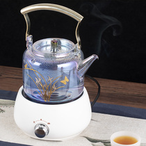 Shell color burning Huancai glass tea maker Electric pottery stove Teapot kettle Small black tea Household tea stove Tea set to make tea