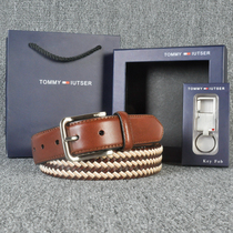 TOMMY Belt Mens Tommy Trend Casual Leather Leather Braided Belt Jeans With Pin Buckle Versatile
