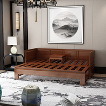 Sofa bed pull bed home telescopic combination bed solid wood living room modern Chinese Elm small apartment Luohan bed