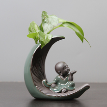 Tea treasure creative tea pet ornaments Green rose hydroponic vase water culture plant hipster flower arrangement tea set accessories