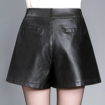 2021 new leather shorts women autumn and winter Korean version of thin size outside wear wide legs high waist loose casual pants culottes