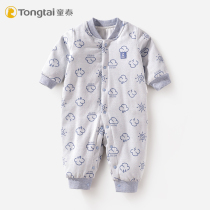 Tongtai newborn baby Siamese cotton-padded clothes spring and autumn cotton warm one-piece clothes