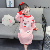 Girl Sleepwear Woman Baby Spring Autumn Thin Section Long Sleeve Conjoined Sleeping Skirt Children Pure Cotton Boy Girl Cute Family Cuddress