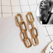 European and American punk wind Net Red personality fashion show exaggerated thick chain chain chain earrings temperament long earrings earrings