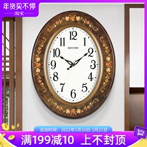 Lisheng European living room home simple modern personality creative retro solid wood clock atmospheric decoration quartz wall clock