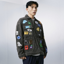 SAMESAME new original handmade embroidery badges loose retro light core suede jacket male and female thickened jacket tide