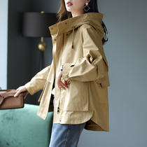 Baoshi Li hooded big pocket solid color tooling jacket women 2021 New Korean loose lazy shirt