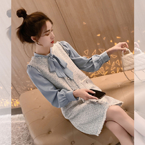 Europe station 2020 autumn and winter new French retro Hyuna style skirt vest shirt strap skirt age reduction two-piece set