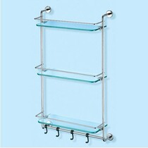 Winning Cstandard Bathroom Glass Shelve 304 stainless steel three-layer with hook platform 923