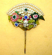 Jewelry hairpin (16) Qing Dynasty inlaid jewelry hairpin flower step shake hair accessories height 135mm wide 98mm