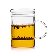 Men and girls heat-resistant high temperature explosion-proof glass tea cup Home Office water cup with lid filter transparent