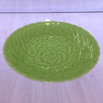 Green China Porcelain Cutlery Dish Manufacturers Direct Household Hotels Ceramic Porcelain Porcelain Fashion Creative Gift Peony Dish Pan Flat Pan