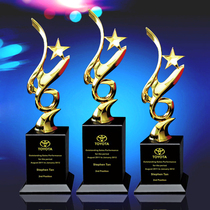 Metal trophy custom crystal trophy boutique art trophy new alloy trophy high-end free lettering