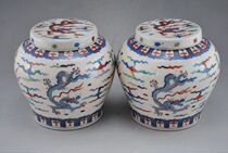 Mingchengs Doucai dragon pattern Tian word jar