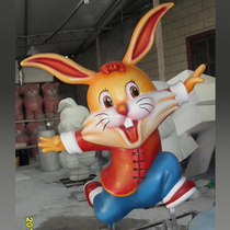 Foam Sculpture Jade Rabbit Son Animal Color Painted GRP Sculpture Garden Forest Landscape Mall Park Hotel Swing