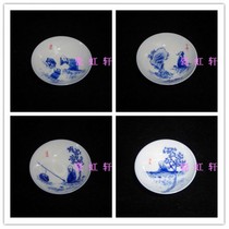  Jingdezhen Cultural Revolution porcelain monochrome gem blue glaze Hand-painted blue and white life four realms Teacup Teacup set