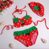 Sweet and cute strawberry childrens swimsuit Girls bikini girls baby split kindergarten performance suit