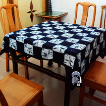 Yunnan Dali ethnic minority handicrafts green and white tie-dyed four-square table table pure cotton fabric pearl flower]