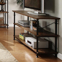 American wrought iron TV cabinet retro old solid wood bookshelf partition storage storage rack living room fish tank rack