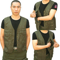 Outdoor multi-pocket waistcoat mens spring and autumn anti-wear and casual photo kan shoulder military memes youth multipocket waistcoat