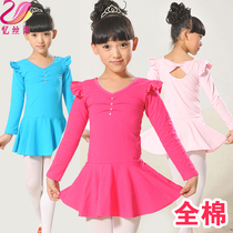 Girls baby practice clothes V-neck dress Childrens basic skills ethnic dance clothing Childrens dance autumn and winter clothes