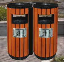 Outdoor classification trash can Environmental protection trash can steel and wood trash can