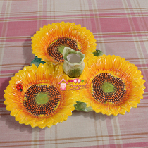 Fang Asia European style sunflower ceramic fruit plate zero food plate toothpick jar three plate dinner plate creative home gift table