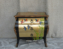 New Chinese Classical gold foil furniture hand-painted furniture three-door Cabinet entrance cabinet storage cabinet decoration cabinet side table