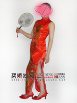 Chinese classical red phoenix pattern bride cheongsam wedding cheongsam