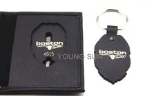 American equipment bostonleather leather badge card bag with keychain collection set