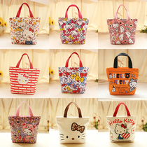 Hello Kitty cute ladies handbag canvas lunch bag carrying women's bag cartoon portable small cloth bag