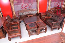 Redwood furniture Laos big red sour branch sofa blackboard carved lotus throne classical living room furniture 11 sets