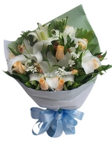 3 perfume lilies 11 champagne roses mix and match bouquet wishes birthday flowers express Shanghai flower shop to send flowers