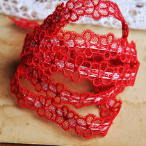 Clothing accessories 1 3cm red small flowers web yarn embroidery lace narrow lace HB14030504 1 Yuan 2 m