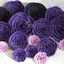 Wedding Ceremony Showcase window Stage Background Large Flower 16 Curled Rose Purple Ensemble 0002#送10片绿叶