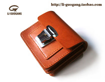  Genuine leather pure leather fanny pack hanging bag waist string(Li Guogang Leather Workshop)handmade leather production