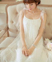 (Xia Luo)Dream suspender soft yarn night dress Summer Lace Princess milk Silk home dress can be worn outside pajamas