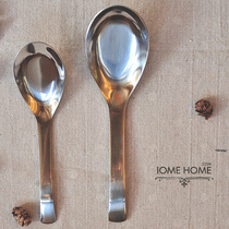 IOMEHOME Stainless steel Chinese flat-bottomed soup spoon spoon Large thickened deepened soup household spoon spoon