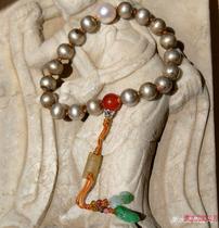 0562 Natural Jade Natural Pearl Qing Dynasty Old Silver Pearl Jade Patty Tuckey Ming Dynasty Jade Buddha Beads