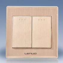 Home improvement big rocker two-open double-control all-aluminum champagne gold brushed two-open double-control 86 concealed switch panel