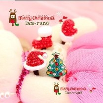 Colorful Diamond shiny full diamond Christmas series four-piece mobile phone dust plug dust plug Christmas tree hat shoes gloves