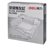 Deli 9580 ashtray glass ashtray ashtray transparent and exquisite multi-choice 18 * 18CM