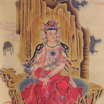 Guanyin portrait hanging painting HD Buddha Hall living room Chinese painting Buddha statue Guanyin wall chart hanging portrait scroll knot