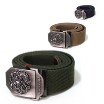 Beaulieu army fan leisure belt Army green canvas outdoor sports Longyang carved embossed alloy belt