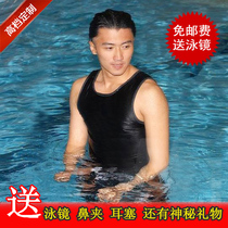 Mens Black Spa Vest Swimsuit Mens Style Short Sleeve Swimsuit Beach swimming pool sunscreen Scar Tattoo Custom