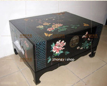 New Chinese furniture classical furniture hand-painted furniture wooden cage black mud Diao tea table square few black red NL146