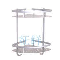 Double-layer triangle basket rack bathroom space aluminum basket upgrade with hook stable thickening